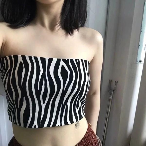 

bustiers & corsets summer style european and american animal print short tube slim navel female soutien gorge bandeau staniki damskie, Black;white