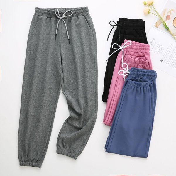 

women's pants & capris harem women autumn casual sweatpants 2021 fashion korean style cotton comfortable mid waist trousers woman, Black;white