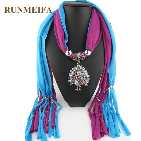 

runmeifa pendants necklaces scarf women iron alloy peacock acrylic pendant scarf accessories scarf 18040 sqcvsc new_dhbest, Blue;gray