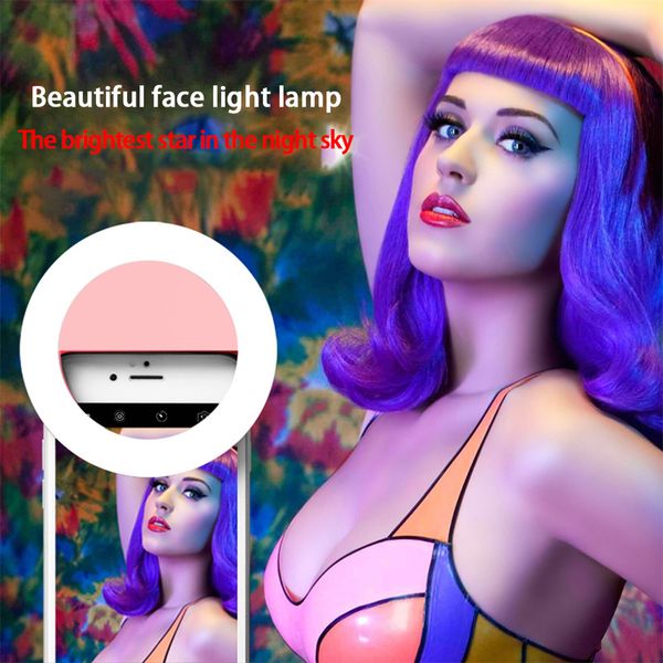 LED Anel Lighting Venda Personalizado Logo Clip Na Câmera Flash Portátil Celular Dimmable Mini Light Aro de Luz Selfie Circle