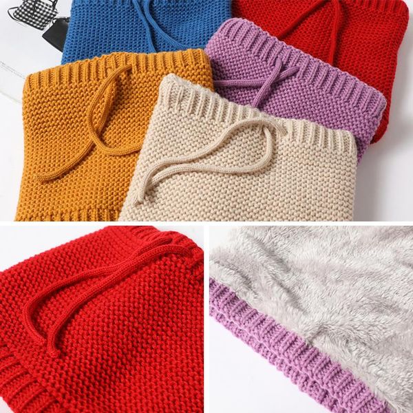 

2020 knitted winter ring scarf solid women neck cover soft thick fur outdoor snood scarves adjustable warmer face wraps wmtzhx, Blue;gray