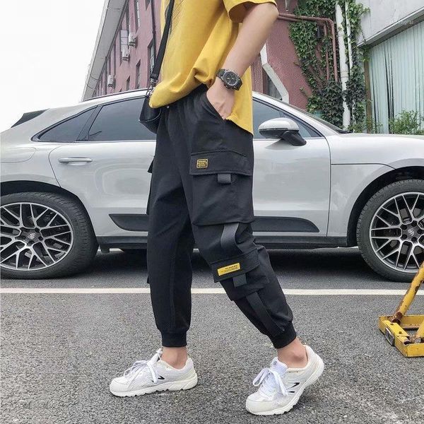 

2019 hip hop multi-pocket elastic waist design harem pant men streetwear casual trousers jogger male dancing black pant1