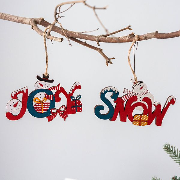 

letter wood snowman pendants christmas tree decoration hanging ornaments craft xmas new year party wedding home decor 63195