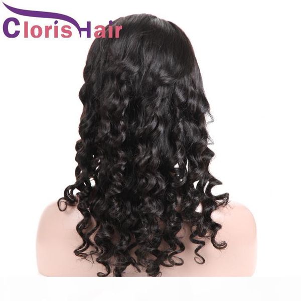 

bouncy curly lace front wigs unprocessed malaysian loose wave human hair wig pre plucked with baby hair long braided african american wigs, Black;brown