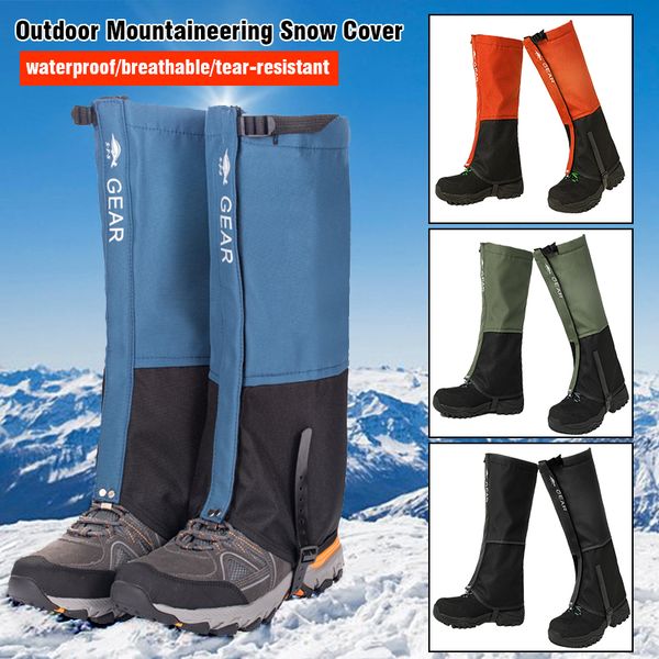 

a pair of snow shooters on foot in the open in winter, desert boots, sleeves, bicycle leg covers