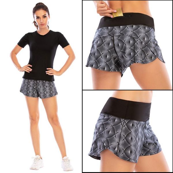 

quick-drying fitness anti-exposure lining sports running training zipper yoga shorts female australia force kg-292, Black;blue