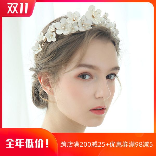 

super xiansen series bridal petal headdress hair band simulation wreath crown dress wedding accessories, Silver