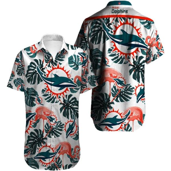 

summer casual men short sleeve miami stand collar loose 3d printing dolphins hawaiian shirt quick dry beach tee, White;black