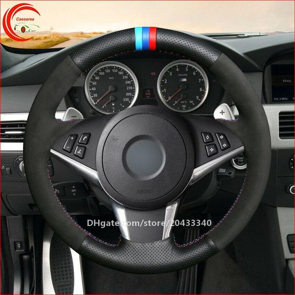 

black leather comfortable soft car steering wheel cover for bmw e60 e61 530d e63
