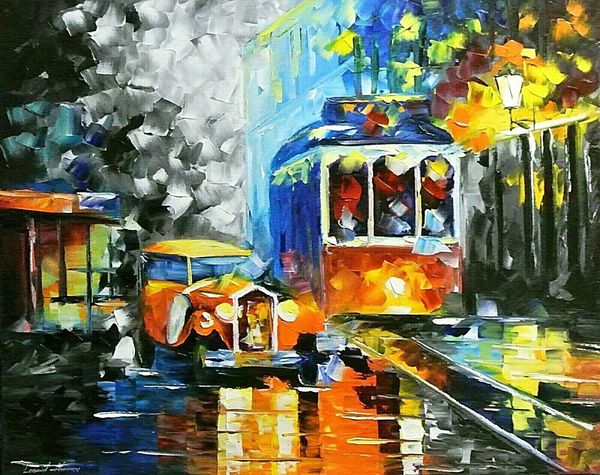 

leonid afremov canvas art "the last trolley" home decor oil painting on canvas wall art canvas pictures for living room 201006