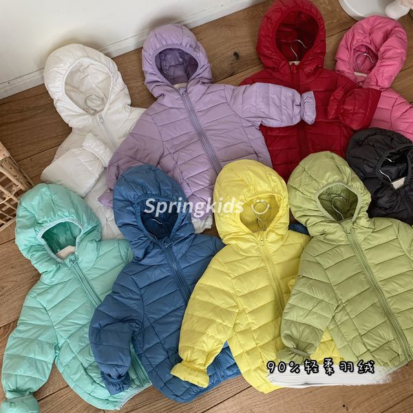 

spring korean children's warm lightweight hooded down jacket for boys and girls in winter, Blue;gray