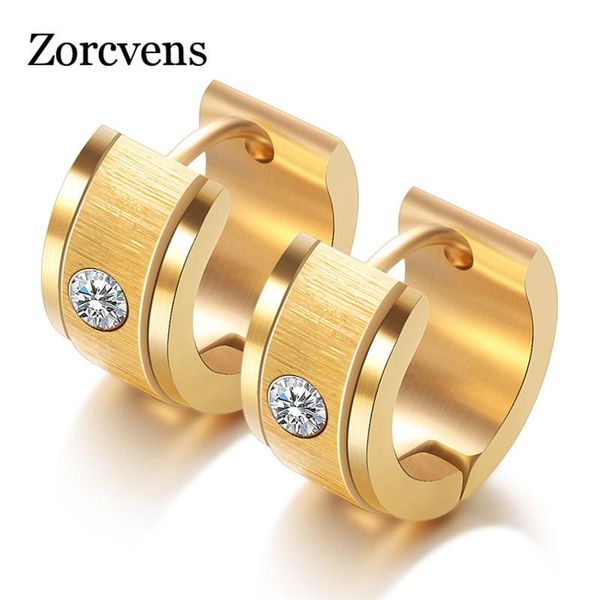 

hoop & huggie modyle 2021 punk gold color 316l stainless steel cz stone earrings for women gifts wholesale, Golden;silver