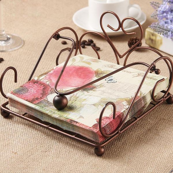 

european scroll flat napkin holder, brwon