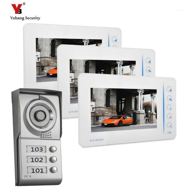 

video door phones yobang security touch keypad apartment house phone intercom system doorbell camera with 3 monitor kit1