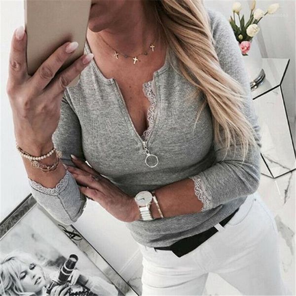 

women's blouses women long sleeve shirt casual tee slim solid color shirt zipper blouse streetwear ladies blouses1, White