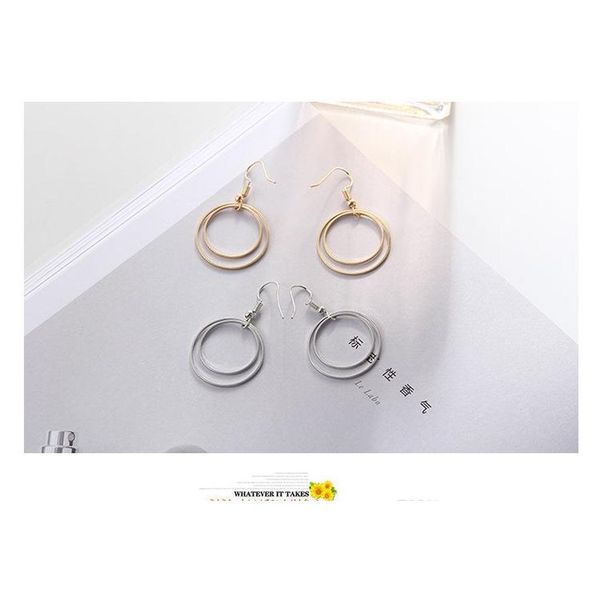 

minimalist style jewelry simple personality europe and the united states explosion of metal double - layer small sqctio queen66, Silver