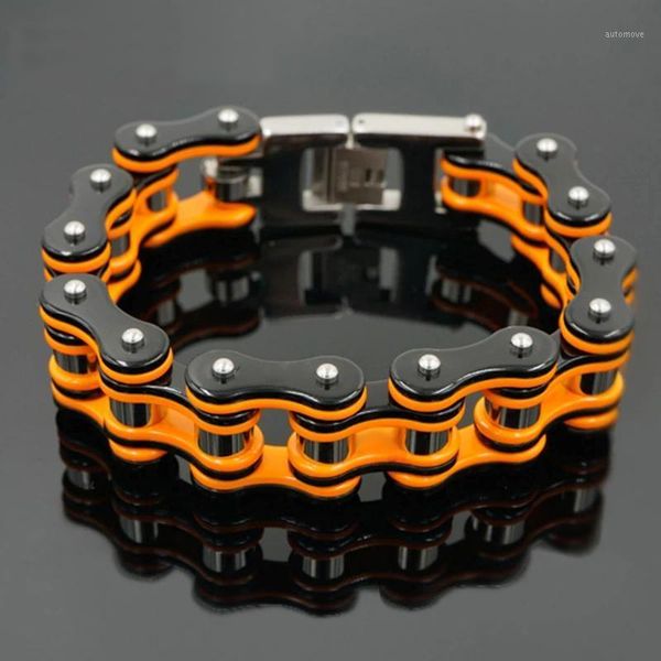 

titanium stainless steel men's bicycle biker bracelets orange black multicolor simple casual man motorcycle bike link bracelet1