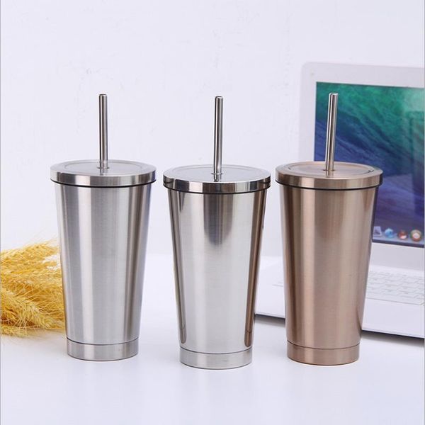 

mugs selling 500ml reusable metal straw stainless steel water cup beer mug coffee