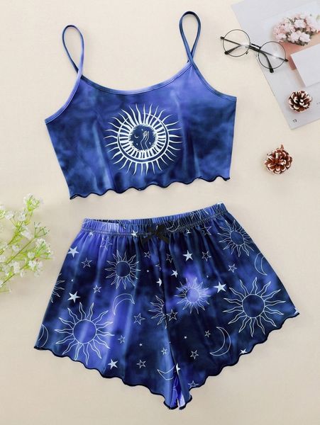 

plus galaxy print tie dye pajama set 42ci#, Black;white