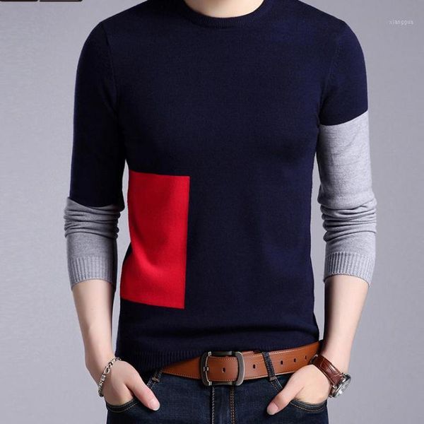 

2019 new fashion sweaters mens pullovers patch work slim fit jumpers knit woolen autumn korean style casual men clothes1, White;black