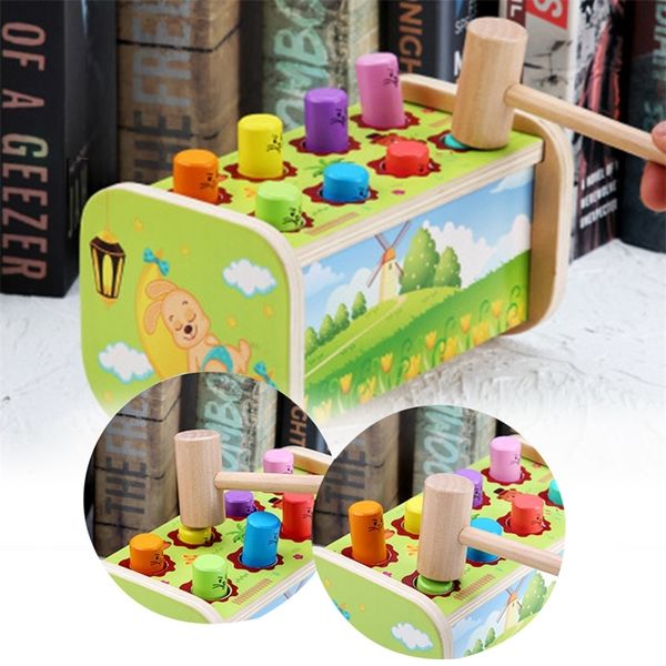 

deluxe pounding bench hammering wooden kid toy tumbler fun pounding bench children's learning educational toy with mallet hammer y20042