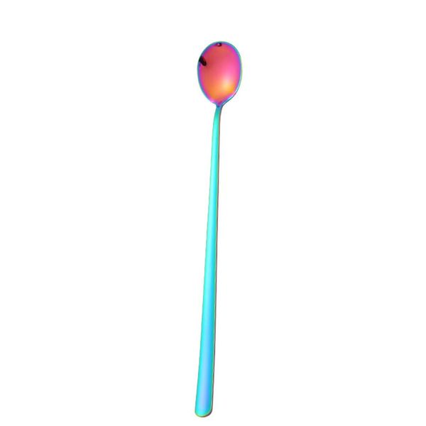 

round head long handle spoon colorful stainless steel coffee spoon fruit teaspoon dessert scoops kitchen gadget tool h jllvay