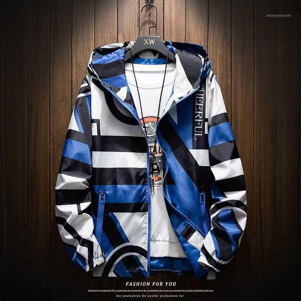 

men's jackets 2021 men's fashion large pattern windbreaker, hooded casual windbreaker,spring /autumn thin section big size jacket, Black;brown
