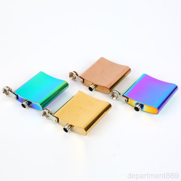 

a-20pcs 3 colors 6oz hip flask flagon jug rose gold rainbow colorful stainless steel glass whiskey water bottle wine glasses owd2574