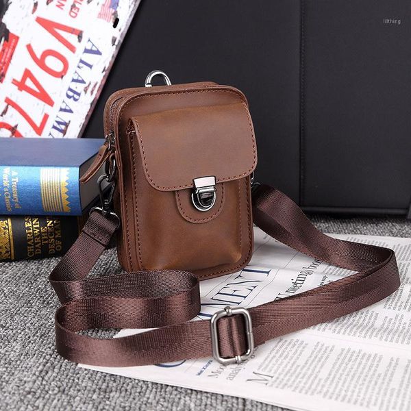 

new mobile phone bag men's leather shoulder bag outdoor leisure mini1