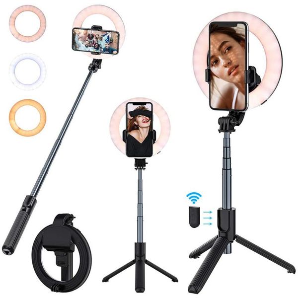 

selfie stick with ring light tripod phone holder stand for mi redmi huawei honor samsung smartphone monopod