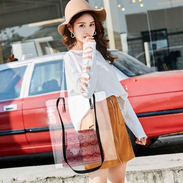 

ocardian сумки женщины моды роскошь сумки открыть transparent jelly мешок плеча snake pattern сумка mujer a10