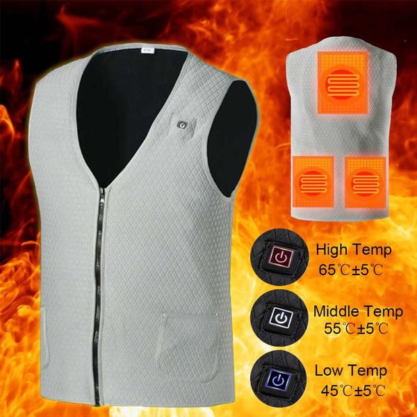 

outdoor t-shirts usb infrared heating vest jacket winter flexible intelligence electric thermal clothing waistcoat for sports hiking, Gray;blue