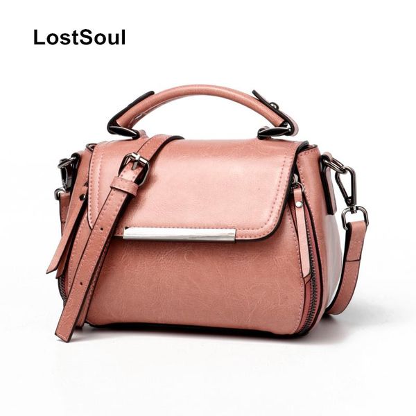 

lostsoul vintage shell bags for women 2020 split leather messenger bag classic female mini zipper shoulder bag all-match ladies