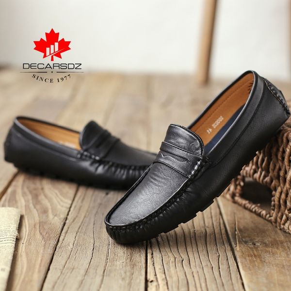 

loafers fashion 2020 autumn comfy slip-on men's flats moccasins male footwear brand leather men casual shoes, Red;white