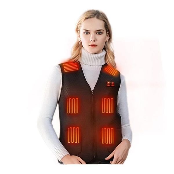 

usb charging heated vest 7 heating zones 3 speed adjustable temperature washable heating waistcoat thermal warm clothing, Gray;blue