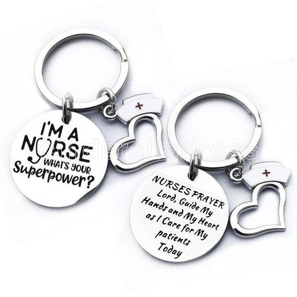 

stainless steel nurse keychain i'm a nurse stethoscope keyring heart-shaped pendant nurse keychain medical student gift jewelry accesso