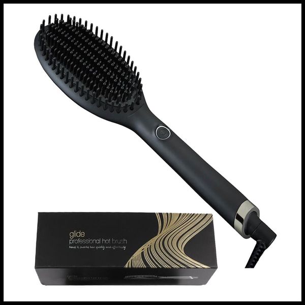 

stock glide hair brush one step hair dryer styler volumizer multifunctional straightening curly hair brush with negative ions, Silver