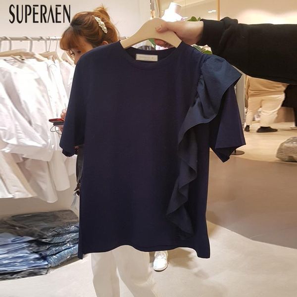 

superaen korean style t shirts women 2020 summer fashion new short-sleeved ladies t shirts solid color wild women clothing 1, White