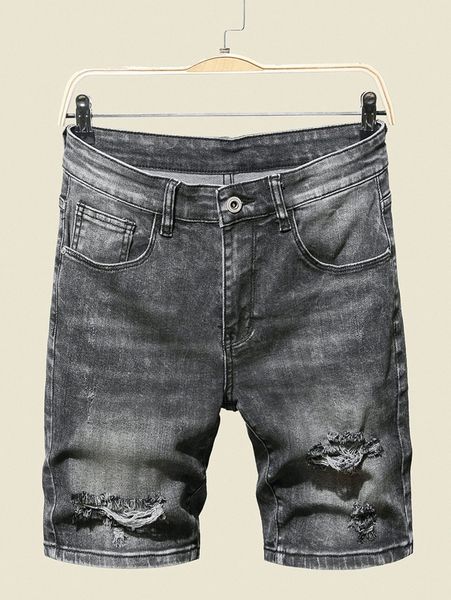 

men ripped cat whiskers denim shorts i2pc#, Blue