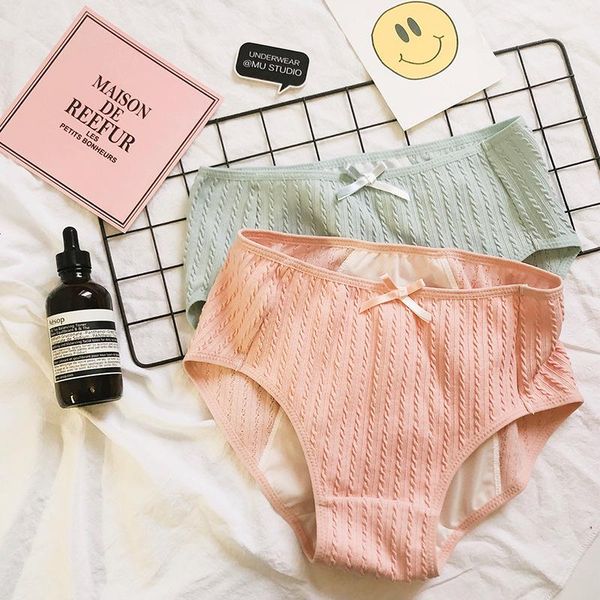 

women's panties day wind linen flower color pure cotton menstrual period aunt leak-proof comfortable breathable high waist wome, Black;pink