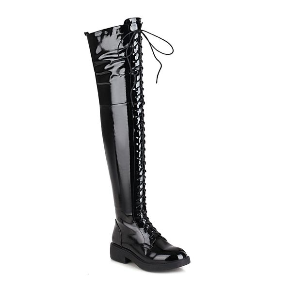

woman on-the-knee 2021 size 22-26.5cm autumn and winter warm cross straps buckled thin thigh boots 1 ugi8, Black