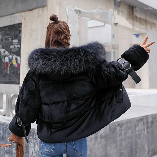 

winter velvet jackets cotton padded jacket women parka warmness korean fashion casual black short coats oversize outwear 20201