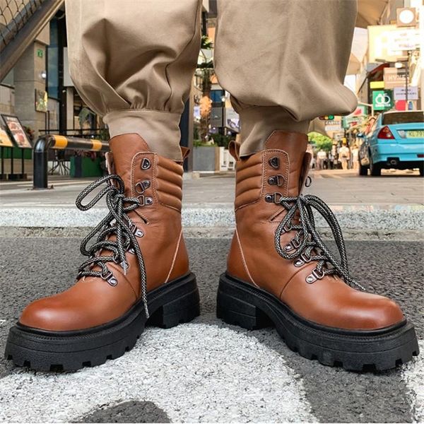 

pxelena vintage натуральная кожа gothic punk rock ботильоны женская обувь осень узелок combat boots мотоциклов 34-41, Black