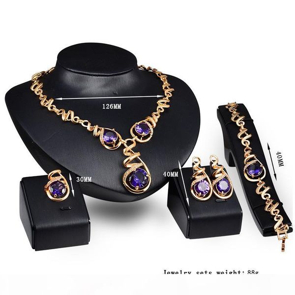 

new jewelry sets african beads collar statement necklace earring bangle fine ring for women cz diamond vintage party accessories, Black