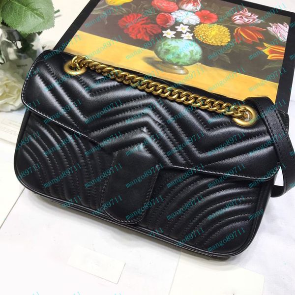 

22cm fashion handbag purse shoulder bag chain handbags crossbody serial number purse lady leather ladies tote bag random box