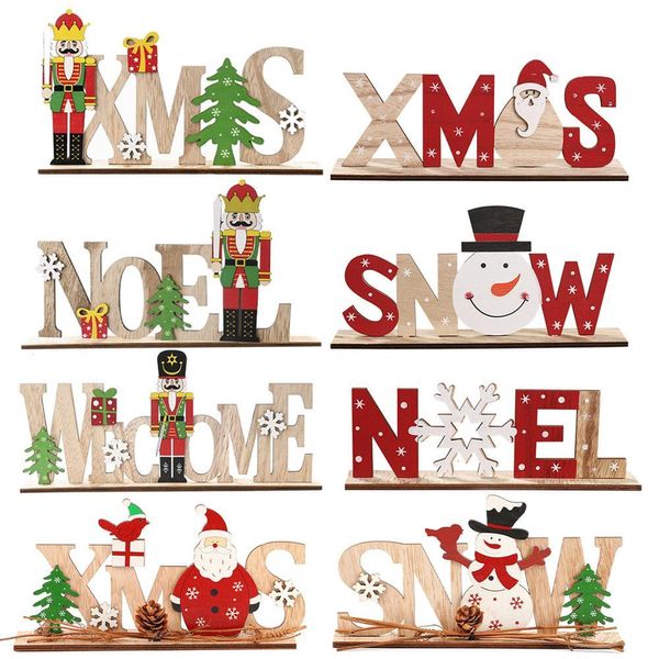 

merry wooden prnament santa claus snowman xmas 2020 christmas decoration for home navidad noel happy new year 2021