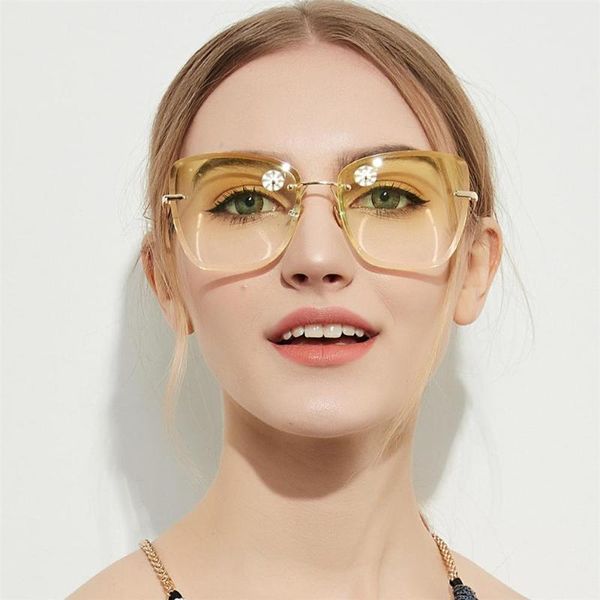 

sunglasses frameless transparent color lens personality wild ladies european and american fashion glasses uv400, White;black