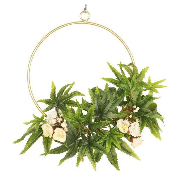 

artificial floral hoop metal wreath handmade garland for door decors, weddings, parties, and home decorations