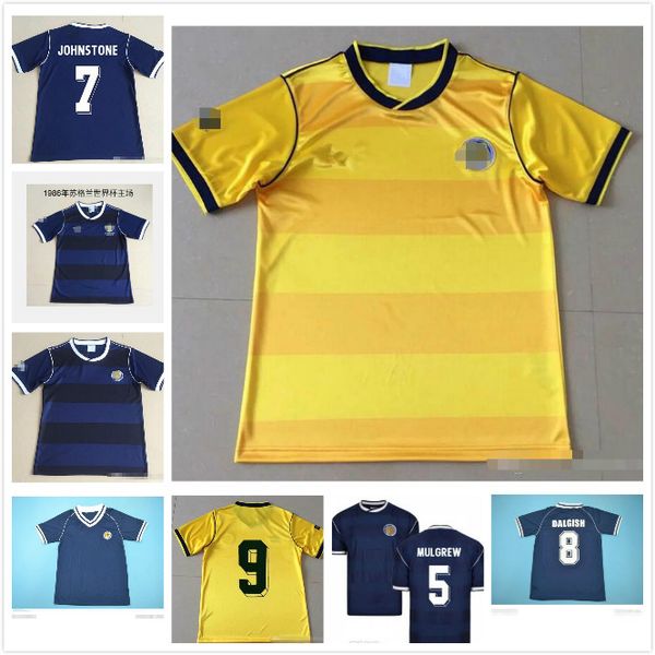 

1982 1986 scotland retro soccer jerseys world cup 82 86 dalglish strachan miller souness hansen george wood star football shirt thailand, Black;yellow