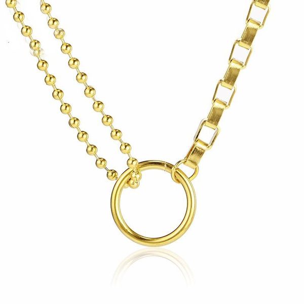 

chains rir stainless steel gold circle box bead chain necklace creative design irregular simple jewellery necklaces, Silver
